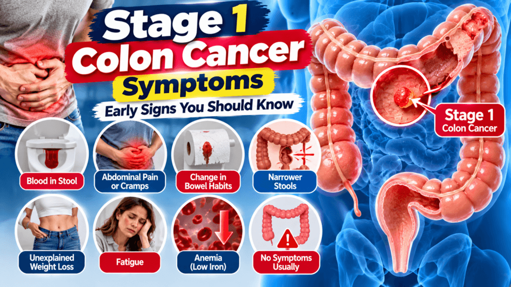stage 1 colon cancer symptoms infographic